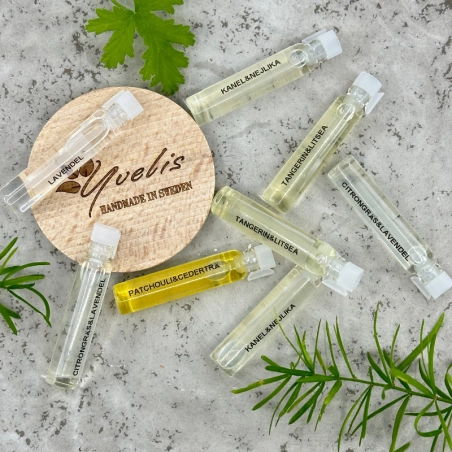 Product photo on fragrance samples from our essential collection